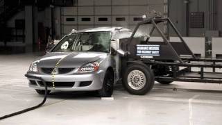 2005 Mitsubishi Lancer side IIHS crash test [upl. by Klimesh]