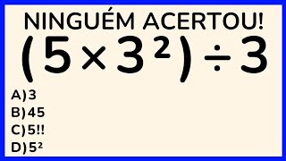 🔥5 QUESTÕES DE MATEMÁTICA PARA DESTRAVAR SEU CÉREBRO🧠 NÍVEL 1 [upl. by Nwahsir]