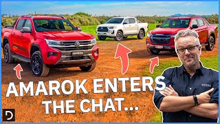 Amarok Enters The Chat  2023 Volkswagen Amarok v Toyota Hilux v Isuzu DMAX  Drivecomau [upl. by Nolyk985]