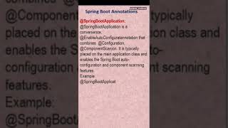 Spring boot annotation spring boot application springbootannotation springbootapplication java [upl. by Henrie10]