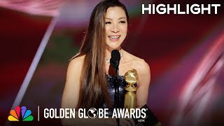 Michelle Yeoh Wins Best Actress in a MusicalComedy Motion Picture  2023 Golden Globe Awards on NBC [upl. by Eamanna163]