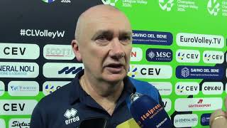 Coach Barbolini commenta leliminazione dalla CEV Champions League [upl. by Nerrawed]