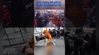 Monks clashing with police in Bangkok riots November 2022 [upl. by Sophronia]