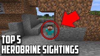 TOP 5 REAL HEROBRINE SIGHTINGS IN MINECRAFT Scariest Minecraft Herobrine Sightings [upl. by Sara]