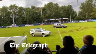 Football match abandoned after hearse driven onto pitch in Gateshead [upl. by Atworth238]