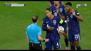 Virgil Van Dijk Red Card Hungary vs Netherlands [upl. by Esorlatsyrc]