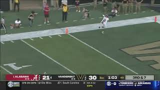 Alabama freshman receiver Ryan Williams with an unreal touchdown catch against Vanderbilt [upl. by Mcarthur798]