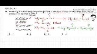 28  9701s16qp12  Oxidation of Alcohols Oxidation of Aldehydes Carboxylic Acid Formation [upl. by Mehala]