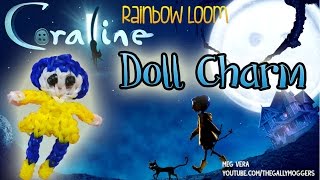 Rainbow Loom Tutorial  Coraline Doll Action Figure Charm  How To [upl. by Nadda]