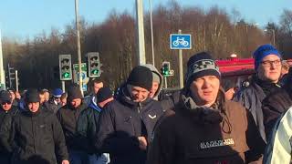 FC Magdeburg fans marching to Bolton for mid season friendly [upl. by Adamsun372]