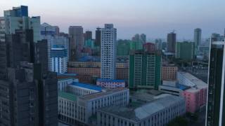 Pyongyang mysterious street music  North Korea  view from hotel 5 am [upl. by Raffaello416]