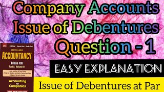 Company AccountsIssue Of Debentures  Question1  Issue at Par  Class12  Dk Goel Solutions [upl. by Airliah]