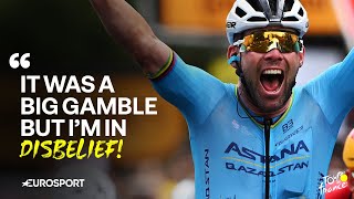 EMOTIONAL Mark Cavendish REACTS after BREAKING Tour de France record for stage wins ❤️ [upl. by Leirea]