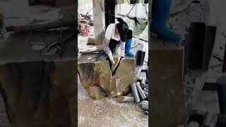 The process of cutting the edge of stone table [upl. by Illoh]