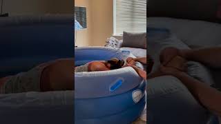 Home water birth with siblings 🤍 homebirth birthpool waterbirth birthpoolinabox birth [upl. by Beata345]