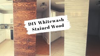 DIY WHITEWASH STAINED WOOD SHIPLAP WALL [upl. by Ainoek]