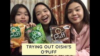 Rovinatries Manuel Sisters try Oishi’s O’PUFF [upl. by Falito]