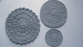 Podkładki pod talerze serwetki ze sznurka bawełnianego Ładne wykończenie Napkins crochet 1 [upl. by Olwen391]