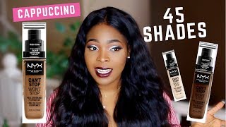 NYX Cant Stop Wont Stop Foundation Cappuccino  8 HOUR WEAR TEST  Finding Your Shade [upl. by Bekah]