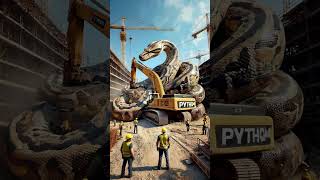 So scared 😱 Found a python wrapped tightly around my excavator youtubeshorts shorts animals [upl. by Llerryt]