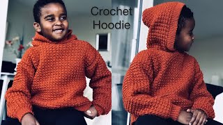 Crochet Kids Hooded Sweater  Even Moss stitch Sweater crochetkidssweater [upl. by Rocher934]