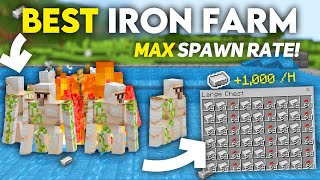 BEST IRON FARM WITH MAX RATES in 121 Minecraft Bedrock [upl. by Frymire]