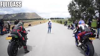 Yamaha R1 vs Kawasaki ZX10R drag race [upl. by Trebeh]