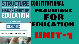 BESC132UNIT1CONSTITUTIONAL PROVISIONS FOR EDUCATIONPART1 [upl. by Atekal]