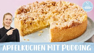 Apfelkuchen mit Pudding und Streusel 🍎😍  Einfach Backen [upl. by Acihsay]