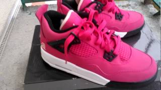 Nike Air Jordan Retro IV GS 48774601 Girls Voltage Cherry Pink Valentines Day [upl. by Odnalro610]