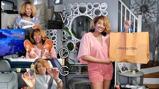 VLOG TARGET SHOE HAUL  NEW NAILS  UNBOXING LV TOTE amp WALLET  HAIR ITEMS I USED TO STYLE MY HAIR [upl. by Nnairak]