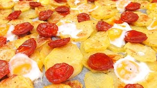 Patatas al Horno con Huevo y Chorizo  Súper Rápidas [upl. by Schmitt]