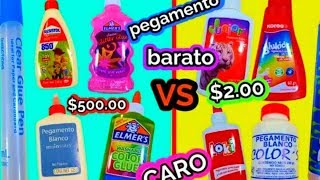 Pegamento Barato VS Caro para hacer Slime probando pegamentos [upl. by Aiz122]