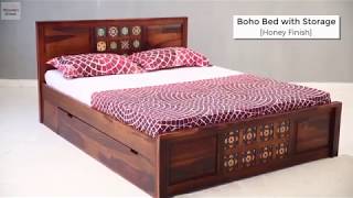 Bed With Storage  Buy HighQuality Wooden Boho Bed With Storage Just Rs 45499  Wooden Street [upl. by Swerdna]