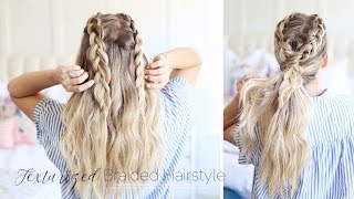 Texturized Braided Hairstyle  Mothers Day Hairstyles  Dutch Braids  Twist Me Pretty [upl. by Clint]