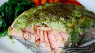 Broiled HerbCrust Salmon Recipe  Easy Broiled Fish Technique [upl. by Ardnola]