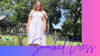 Easy Smocked Dress with dramatic sleeves Come sew with me [upl. by Faun901]