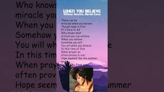 Whitney Houston Mariah Carey  When You Believe Lyrics shorts [upl. by Amitarp]