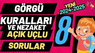 8 Sınıf Görgü Kuralları ve Nezaket Dersi 1 Dönem 1 Yazılı Açık Uçlu Soruları ve Cevapları 2025 [upl. by Abibah]