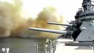 USS Wisconsin firing 16IN guns [upl. by Alyahsat]