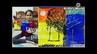 Day amp Night painting  Acrylic painting  krithis world [upl. by Lust]