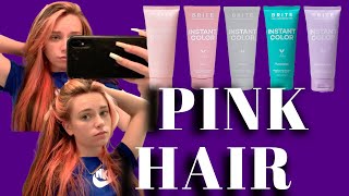 Dying My Hair Pink  Brite Instant Color Temporary Hair Dye Vegan Pastel Pink [upl. by Aphra]