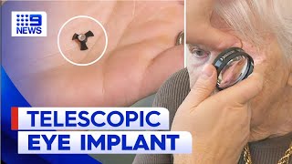 Telescopic eye implant enables woman to see family again  9 News Australia [upl. by Yrolam394]