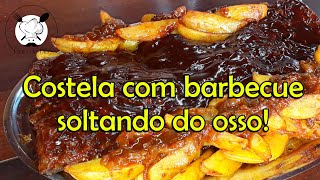 COSTELA DE PORCO COM MOLHO BARBECUE E BATATAS RÚSTICAS  RECEITA RÁPIDA  PRATO DO DIA [upl. by Chemush]