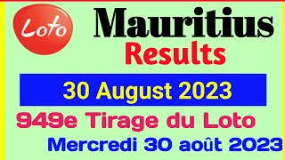 949e Tirage Du Loto Mercredi 30 août 2023  Lotto Mauritius Results  Mauritius Loto Draw [upl. by Norraj]