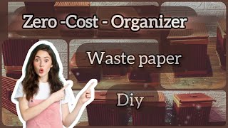 DIY  Desktop Organizer by Cardboard  Pen Holder Organizer  Cardboard Craft [upl. by Macdonald]