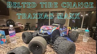 Changing out my traxxas max tires with belted tires [upl. by Katleen45]