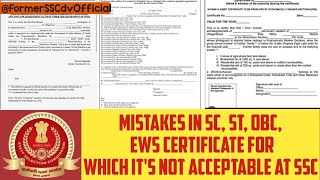 Mistakes in SC ST OBC EWS CertificateIts Not Acceptable at SSCFormats amp Crucial Date sscdv [upl. by Nosyarg]