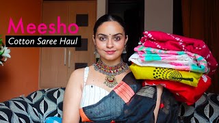 Affordable Meesho Cotton Sarees Haul [upl. by Olivie]