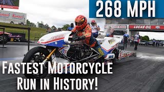 FASTEST motorcycle run in drag racing history made by Larry quotSpidermanquot McBride [upl. by Ahsikahs609]